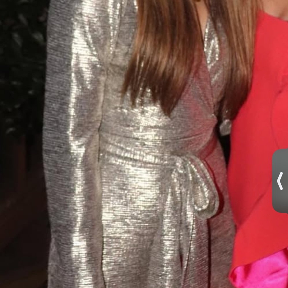 Silver Metallic Wrap Dress